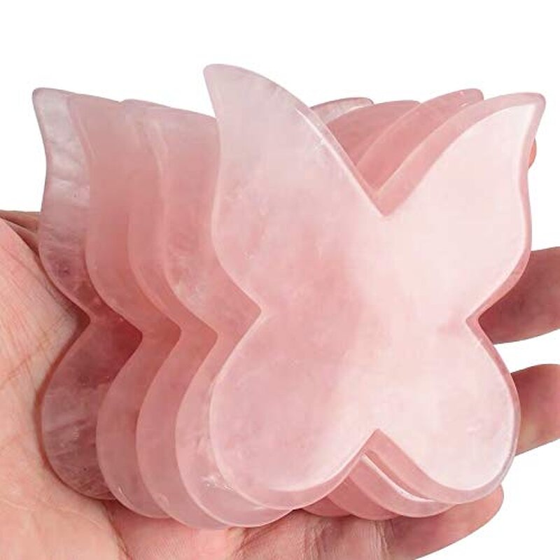 Rose Quartz Gua Sha Stone - SFM Butterfly Facial Therapy Scraping Tool