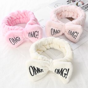 Headbands Manufacturer - OMG Bow Wash Face Turban Elastic Coral Fleece for Women