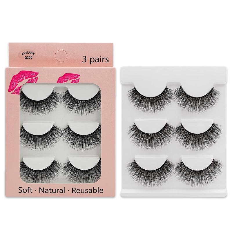 False Eyelashes Manufacturer - 3 Pairs Natural Thick 3D Mink Soft Long Extension