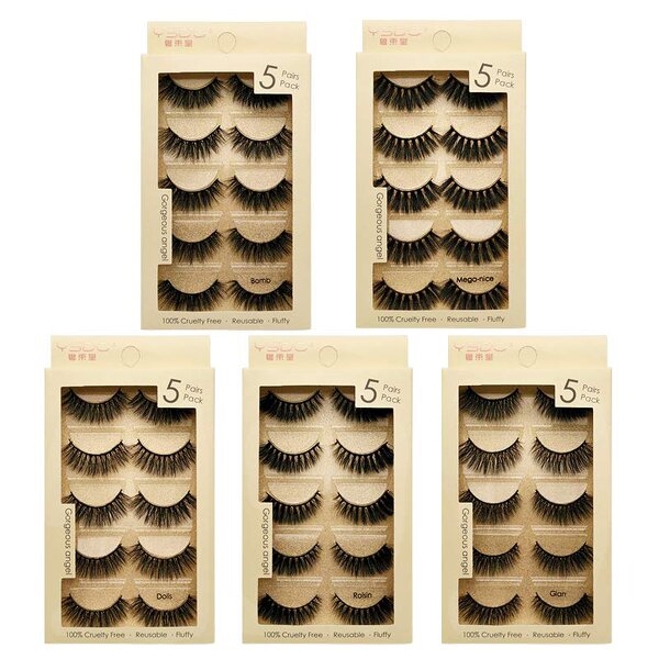 False Eyelashes Manufacturer - 5 Pairs Natural Long Full Strip Mink Thick 3d