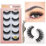 False Eyelashes Manufacturer - 10 Pairs HandMade Mink 3D Natural Long Contains Tweezers