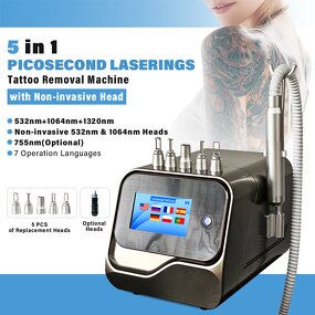 5 in 1 Picosecond Laser Machine - Portable Blackhead Tattoo Removal 7 Languages Non-invasive