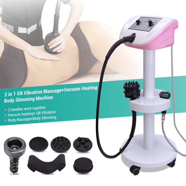 G8 Vibration Slimming Machine - 2024 2 in 1 Pink Vacuum Heating with Stand