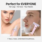 Facial Hair Razor Set - Women's Reusable 3-Piece Metal Safety Razor Holder