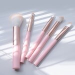 Makeup Brush Set - High Quality Pink Mini 5Pcs Synthetic Hair Foundation Eyeshadow