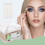 Bamboo Cotton Swabs - 500Pcs Eco-Friendly Biodegradable Pointed Rounded Earbuds