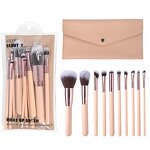Makeup Brush Set - Portable Luxury 10Pcs Synthetic Hair Foundation Blush Concealer