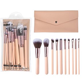 Makeup Brush Set - Portable Luxury 10Pcs Synthetic Hair Foundation Blush Concealer