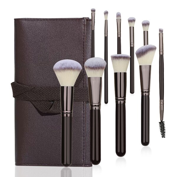 Makeup Brush Set - UUYP Luxury 10Pcs Synthetic Hair Foundation Women Beauty Bag