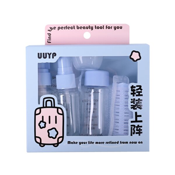 Cosmetic Travel Set - Leak-Proof Plastic Containers Refillable with Hair Roller