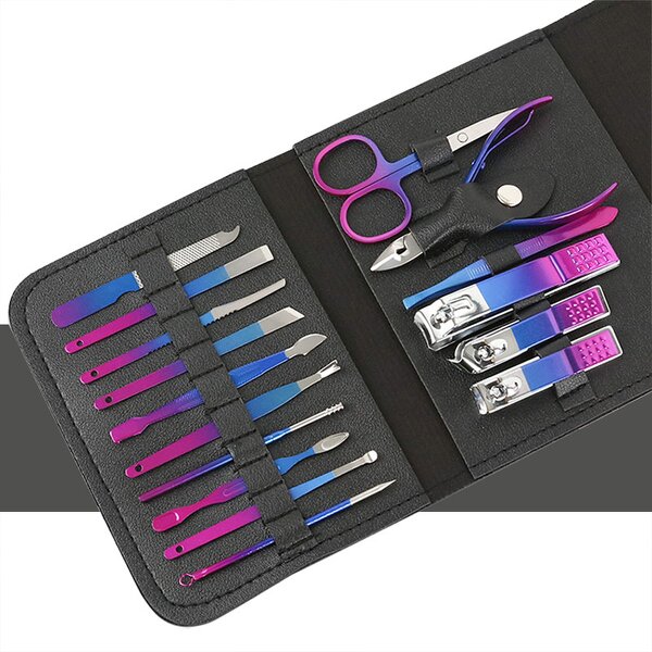 Manicure Pedicure Kit - 4-16pcs Carbon Steel Nail Clipper Cutter Ear Pick Grooming