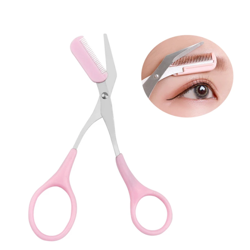 Eyebrow Scissors Factory - Free Sample Pink Plastic Trimmer