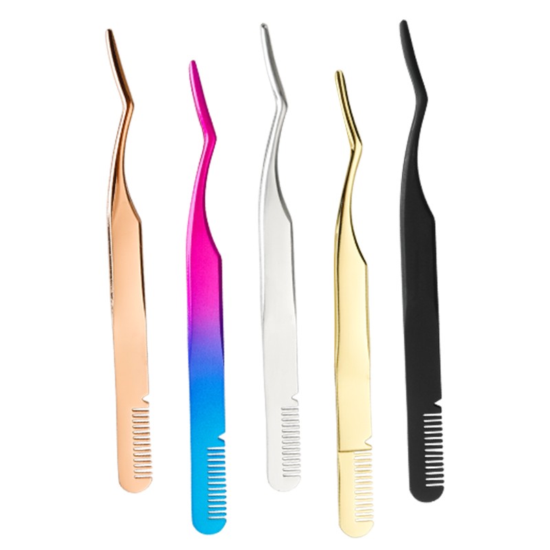Eyelash Tweezers Factory - Wholesale Rose Gold 2 in 1 Design