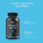 Omega 3 Fish Oil Softgels - 90 Count Brain Function Support for Women Men