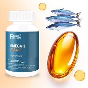 Omega 3 Fish Oil Softgels - Triple Strength 180 Count Heart Brain Immune Support