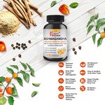Ashwagandha Supplement - Organic Root Powder Black Pepper Extract Herbal Capsules