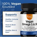 Vegan Omega 3-6-9 Softgels - Organic Plant Extracts Brain Skin Eye Health