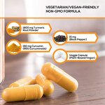 Turmeric Curcumin Capsules - 240 Veg Count Brain Health Support Supplement