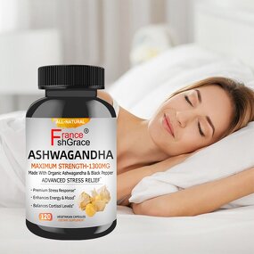 Ashwagandha Supplement - Organic Root Powder Black Pepper Extract Herbal Capsules