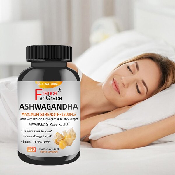 Ashwagandha Supplement - Organic Root Powder Black Pepper Extract Herbal Capsules