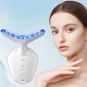 Beauty Device Manufacturer - OEM ODM 3 Color LED Light Face Tighten EMS Neck Firming Prevent Double Chin