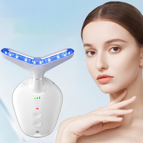 Beauty Device Manufacturer - OEM ODM 3 Color LED Light Face Tighten EMS Neck Firming Prevent Double Chin
