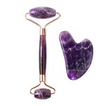 Amethyst Facial Roller - Purple Crystal Gemstone Face Gua Sha Massage Tool