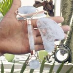 Jade Roller Gua Sha Set - Custom Green Rose Quartz Facial Body Neck Massager