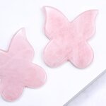 Butterfly Rose Quartz Gua Sha - Private Label 100% Natural Crystal Facial Tool