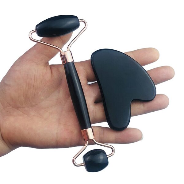 Obsidian Jade Roller - Natural Anti-Aging Face Body Eye Neck Head Massage Tool