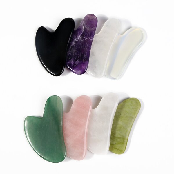 Rose Quartz Gua Sha Tool - Custom Facial Scraping Jade Stone Massage Board