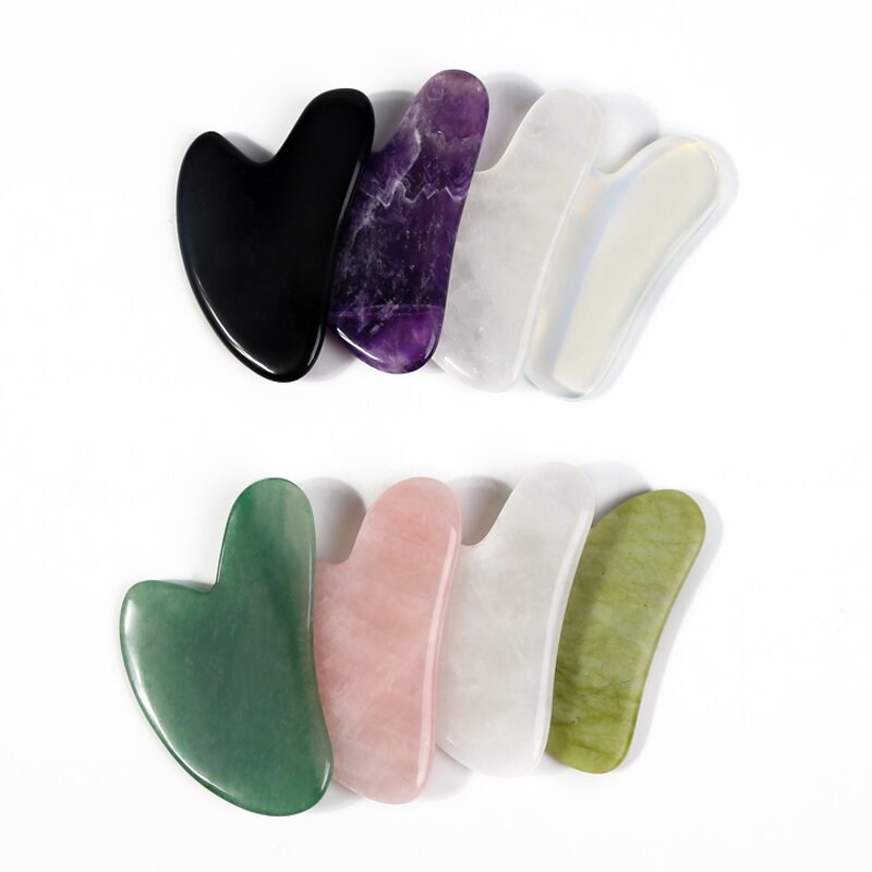 Rose Quartz Gua Sha Tool - Custom Facial Scraping Jade Stone Massage Board