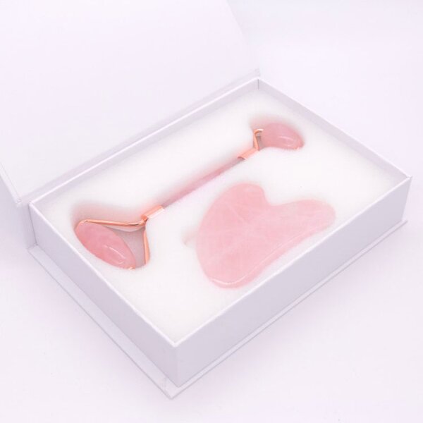 Rose Quartz Jade Roller - Amazon Hot Anti-Aging Cold Pink Stone Facial Massager