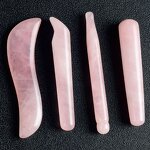 Rose Quartz Gua Sha Scraper - Pink Crystal Fish Shaped Facial Massage Plate