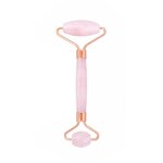 3D Rose Quartz Roller - Noiseless Genuine Pink Stone Facial Massager Tool