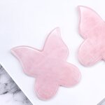 Butterfly Rose Quartz Gua Sha - Private Label 100% Natural Crystal Facial Tool