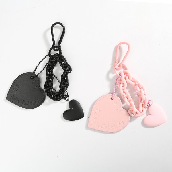 Keychain Manufacturer - Fashion Leather Love Heart Shaped PU Bag Pendant Car Charm for Woman