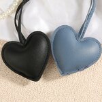 Keychain Manufacturer - Fashion Love Heart Shape PU Leather Tags Embossesd Hang Pendant Ornament Wristlet