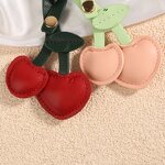 Keychain Manufacturer - PU Leather Colorful Simulation Fruit Sweet Cute Cherry Pendant for Girls
