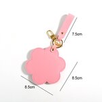 Makeup Mirror Manufacturer - Custom Logo Portable Travel Cosmetic Flower Design Pu Leather Small with Metal Keychain