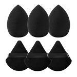 Makeup Sponge Set Manufacturer - Black Triangle Velvet Powder Puff and Powder Puff Set with Custom Eva Bag