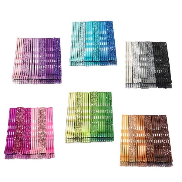 Hairpins Set Manufacturer - Hot Colorful 24Pcs Bling Metallic Barrettes Shiny Metal Bobby Pins