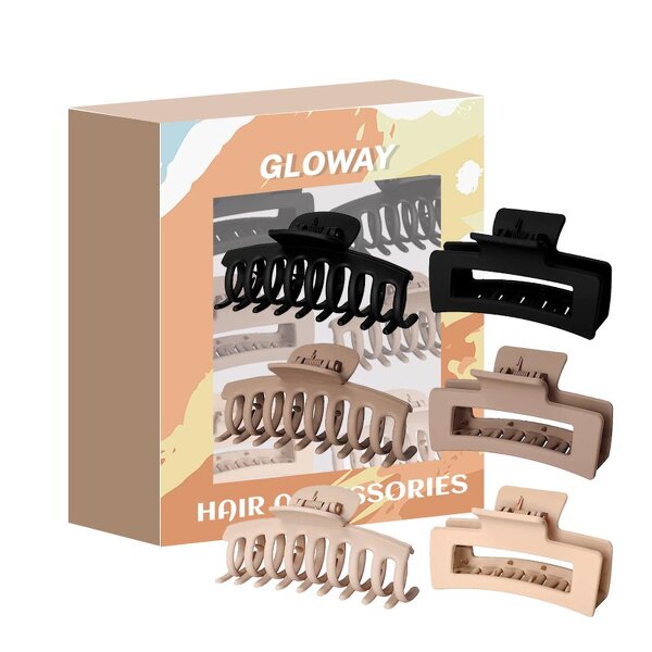 Hair Clips Manufacturer - Hot 6Pcs Big Matte Banana Strong Hold Jaw Large Claw with Custom Package