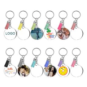 Keychain Manufacturer - Wholesale Customize Acrylic Photo Frame Charms Clear Blank Picture with Tassels