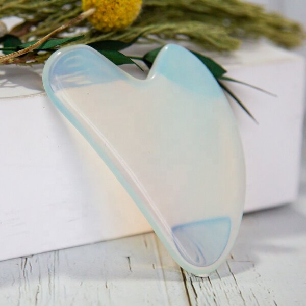 Gua Sha Massager Manufacturer - 100% Real Natural Heart Shape White Opal Board Scraping for Face Neck Body