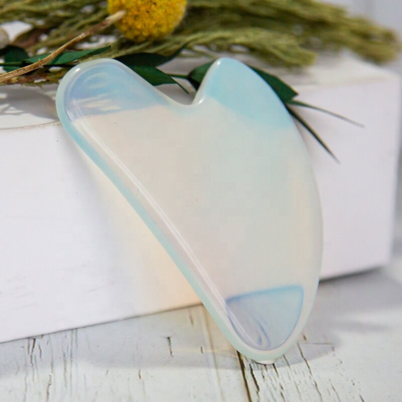 Gua Sha Massager Manufacturer - 100% Real Natural Heart Shape White Opal Board Scraping for Face Neck Body