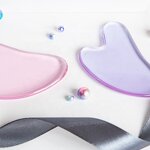 Gua Sha Tool Manufacturer - Heart Shape Imitated Jade Durable Pink Purple Glass Private Label for Body Neck Face