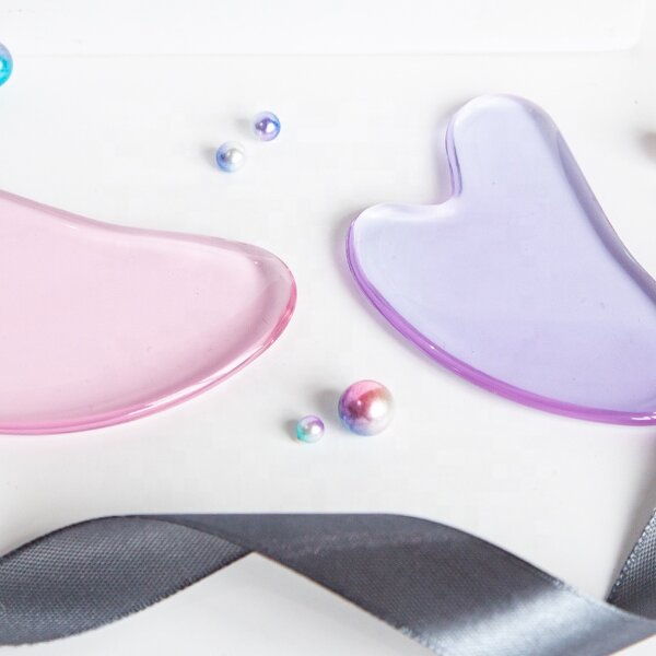 Gua Sha Tool Manufacturer - Heart Shape Imitated Jade Durable Pink Purple Glass Private Label for Body Neck Face