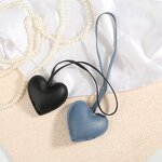 Keychain Manufacturer - Fashion Love Heart Shape PU Leather Tags Embossesd Hang Pendant Ornament Wristlet