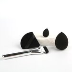 Makeup Brush Set Manufacturer - Full Set Foundation Blender Flat Brush Triangle Powder Puff with Flannel Bag